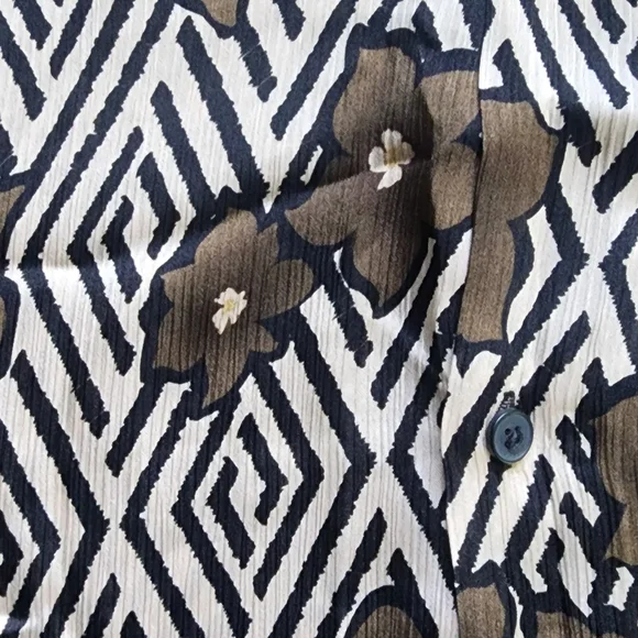 Zara Brown and Black Morocco Casual Button Down Shirt Medium - Picture 3 of 4